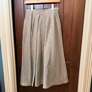 Vintage Tan Plaid A-Line Skirt